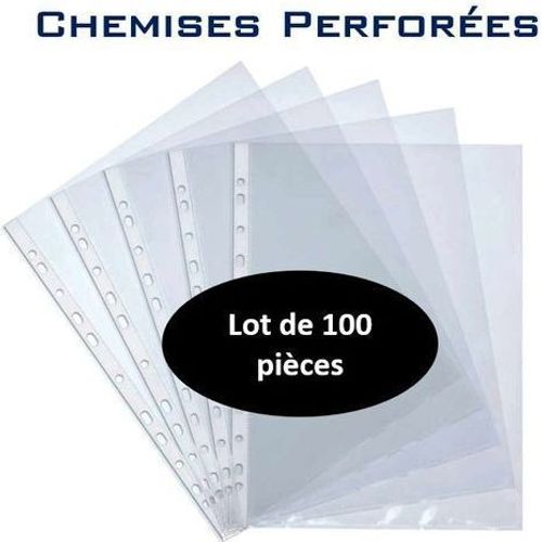 Lot de 100 pochettes perforées A4 de qualité
